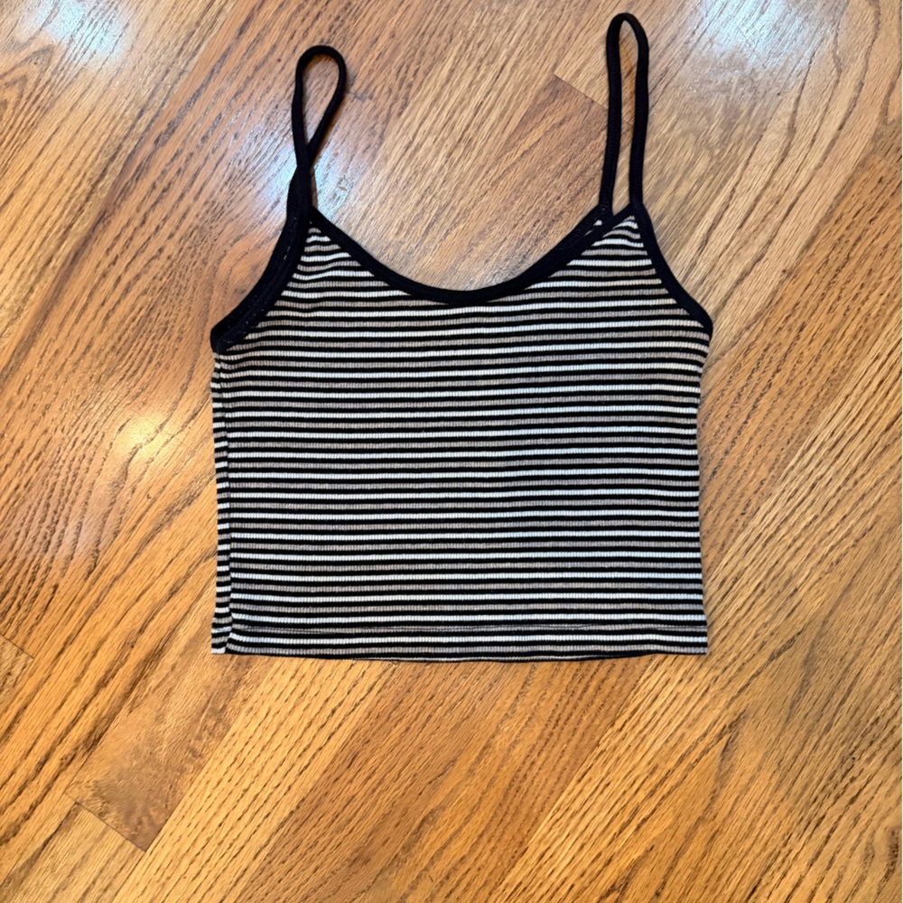 Brandy Melville Black and White Striped Tank Top